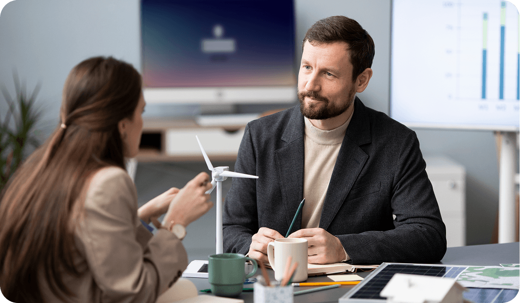 Business strategy meeting and partnership planning